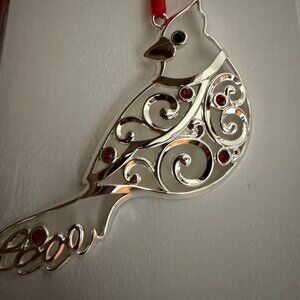 Lenox Sparkle & Scroll Silver Plated with Crystals Cardinal Ornament  NEW
